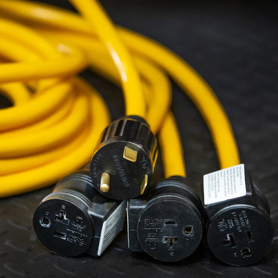 FIRMAN Heavy Duty Power Cord with Storage Strap, 25FT TT-30P to (3) 5-20R, view 3