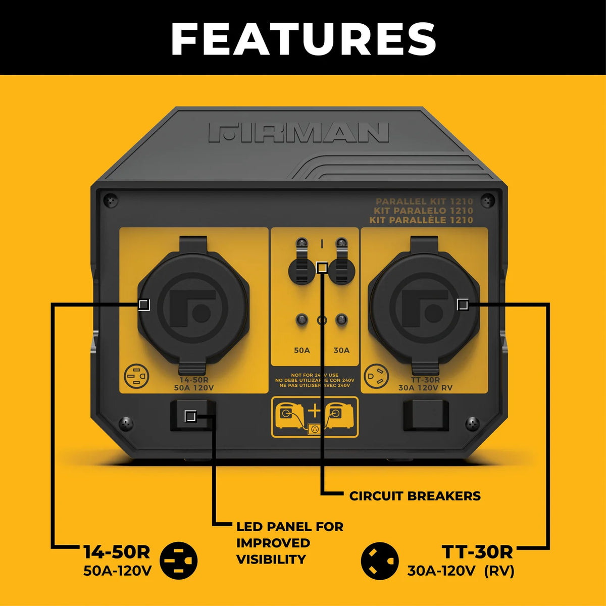 FIRMAN Portable Generator Parallel Kit, 50A 6000W, view 2