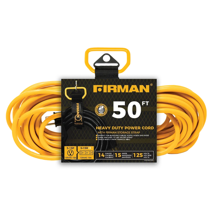 FIRMAN Medium Duty Generator Utility Power Cord with Storage Strap, 50FT, view 2
