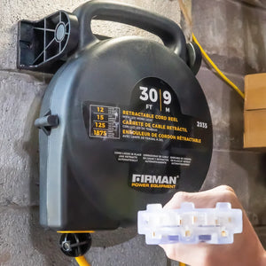 FIRMAN Retractable Extension Cord Reel with 4 Outlets, 30FT 125V 15A, view 4