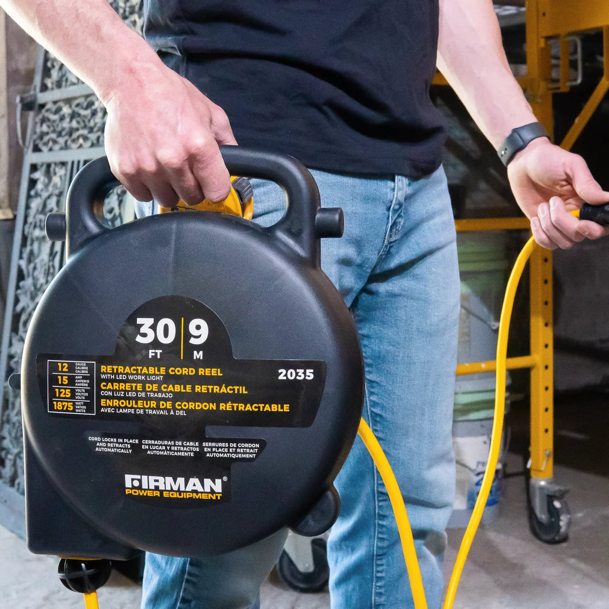 FIRMAN Retractable Extension Cord Reel with 4 Outlets, 30FT 125V 15A, view 6
