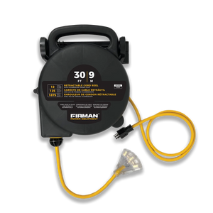 FIRMAN Retractable Extension Cord Reel with 4 Outlets, 30FT 125V 15A
