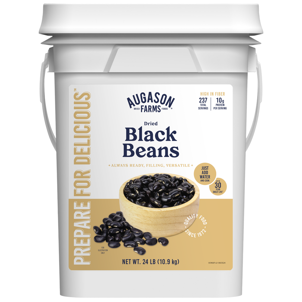 Augason Farms Dried Black Beans, 4-Gallon Bucket - 237 Servings