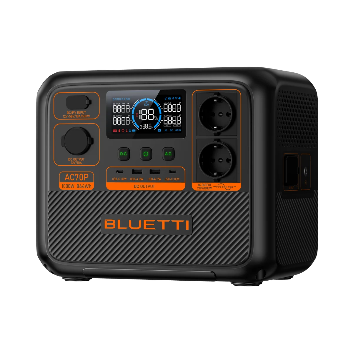 BLUETTI AC70P(Premium 80) Versatile Power Station, 1,000W/864Wh, view 4
