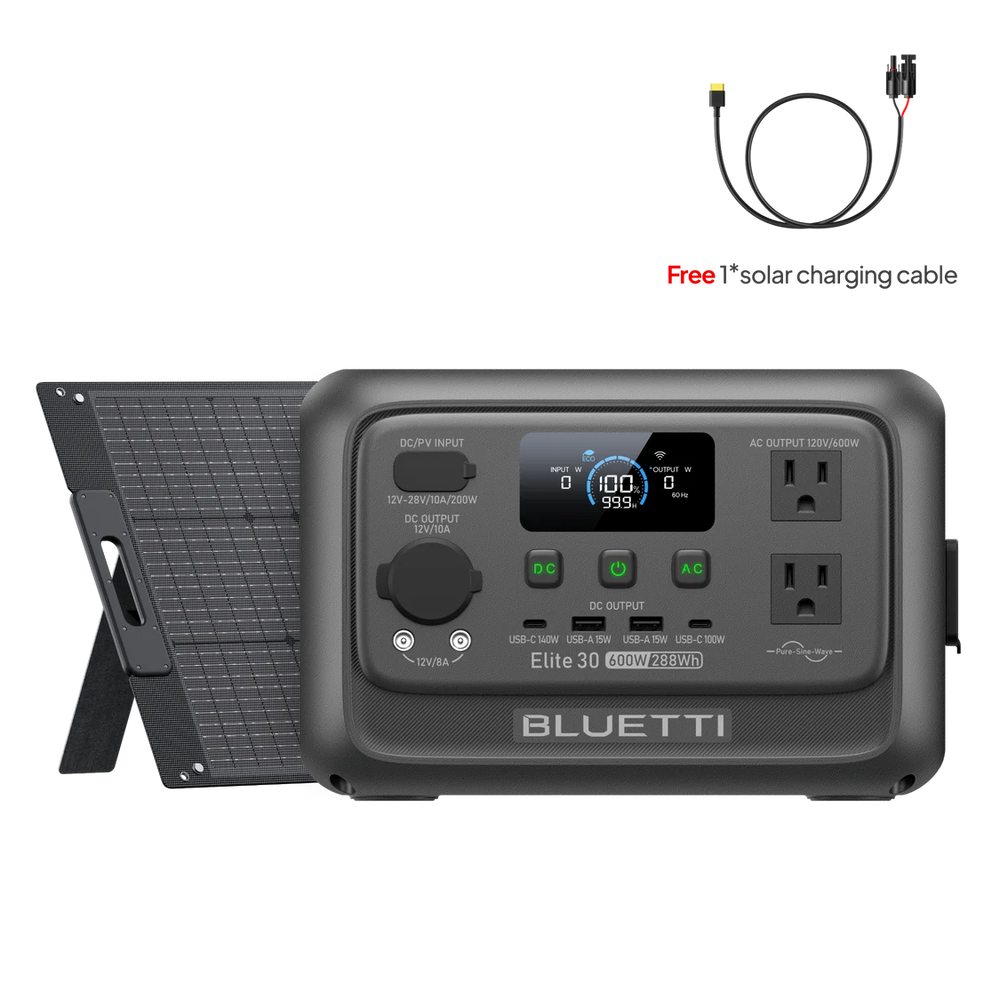 BLUETTI Elite 30 V2 + 100W Solar Kit - 600W/288Wh