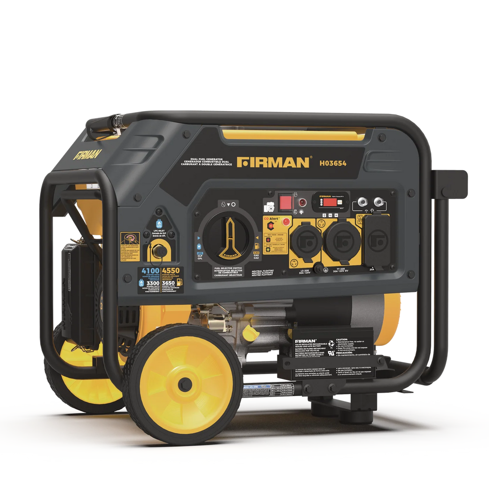 FIRMAN Dual Fuel Portable Generator Electric Start with CO Alert, 4,550/3,650W