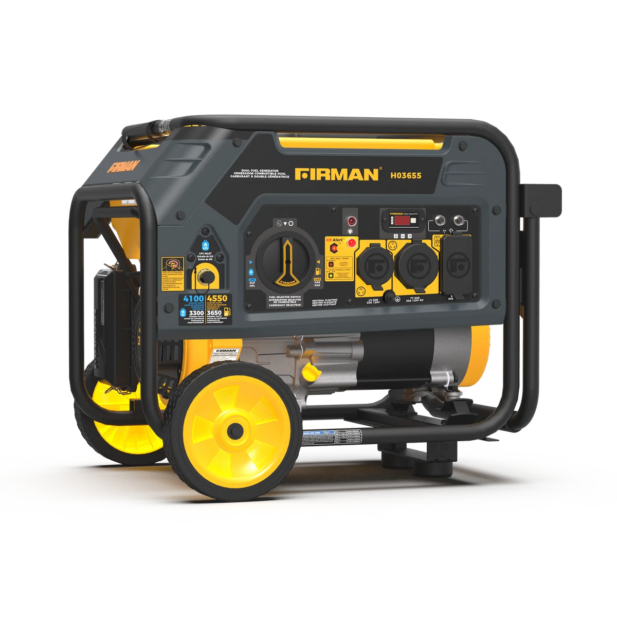 FIRMAN Dual Fuel Portable Generator Recoil Start, 4,550/3,650W
