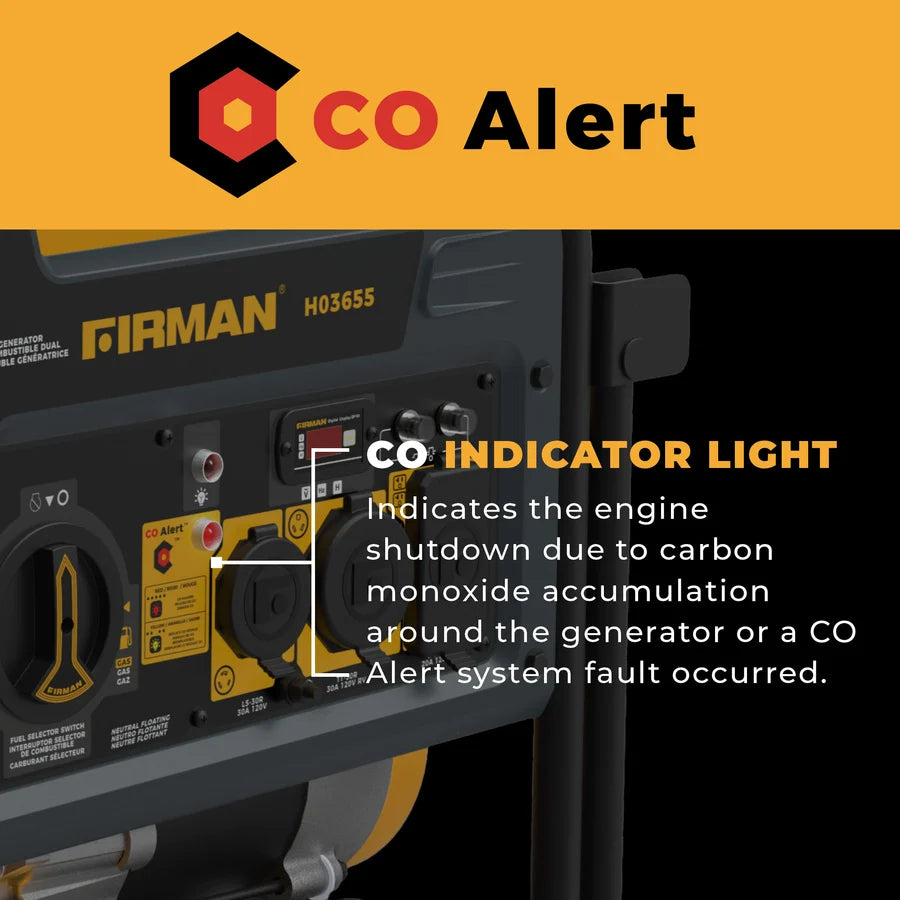 FIRMAN Dual Fuel Portable Generator Recoil Start, 4,550/3,650W, view 6