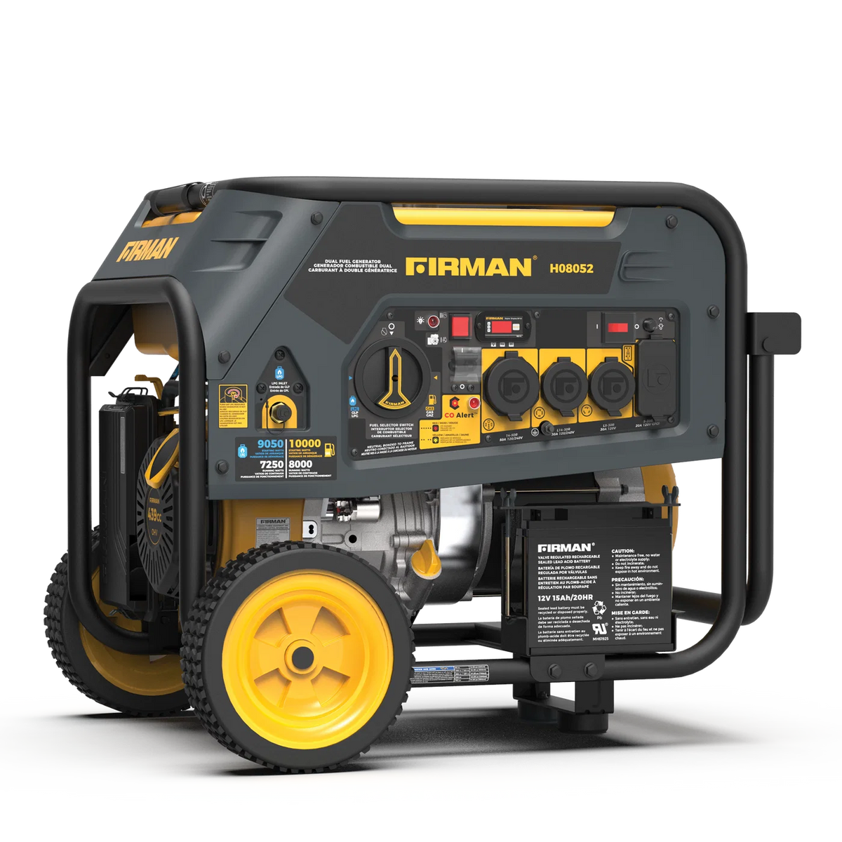FIRMAN Dual Fuel Portable Generator with CO Alert Electric Start, 10,000/8,000W 120/240V