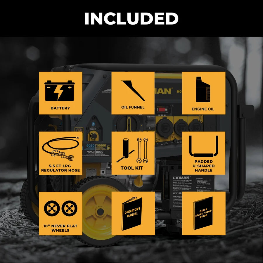 FIRMAN Dual Fuel Portable Generator with CO Alert Electric Start, 10,000/8,000W 120/240V, view 3