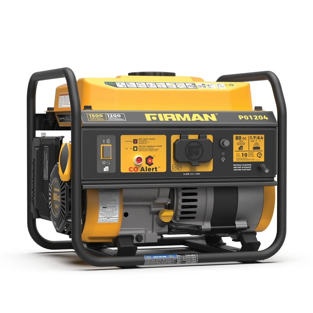 FIRMAN Gas Portable Generator with CO Alert Recoil Start, 1,500/1,200W