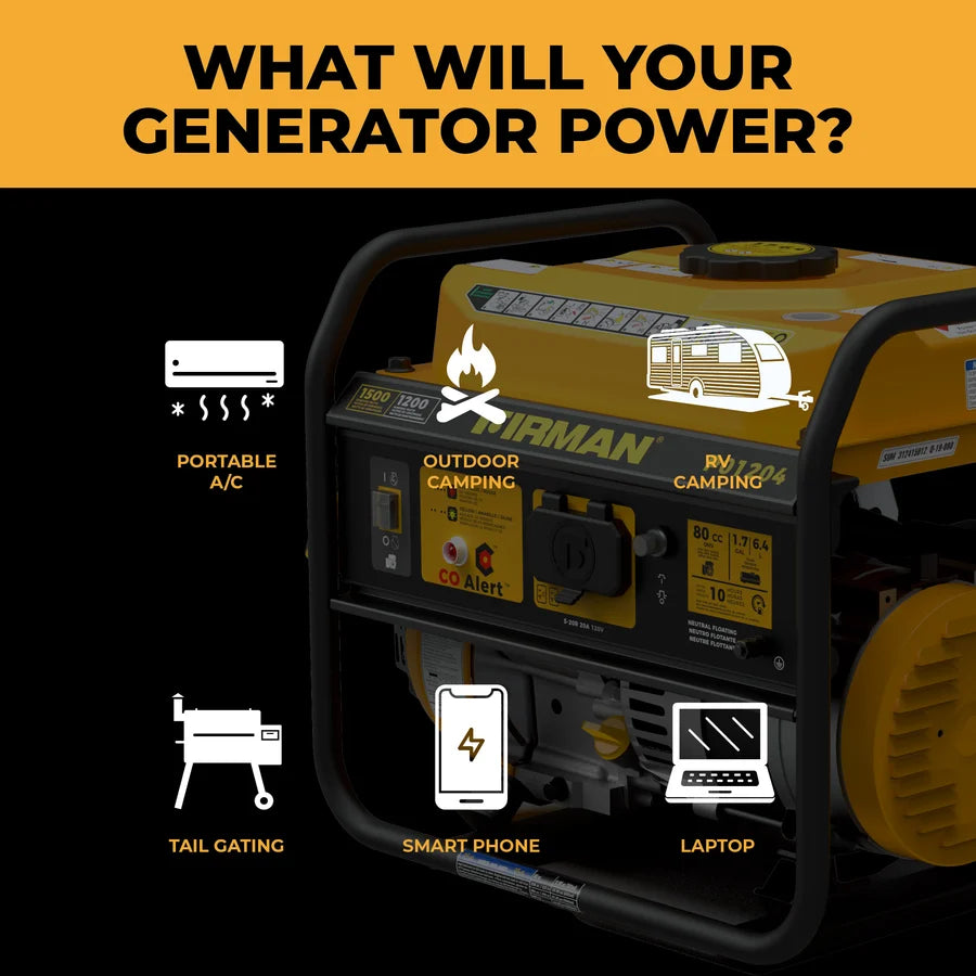 FIRMAN Gas Portable Generator with CO Alert Recoil Start, 1,500/1,200W, view 3