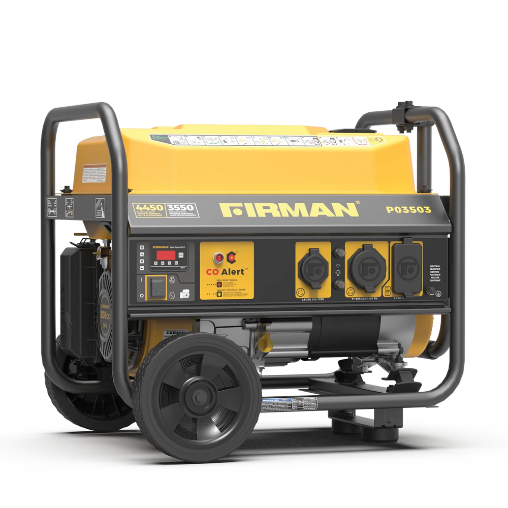 FIRMAN Gas Portable Generator with CO Alert Recoil Start, 4,450/3,550W 120V