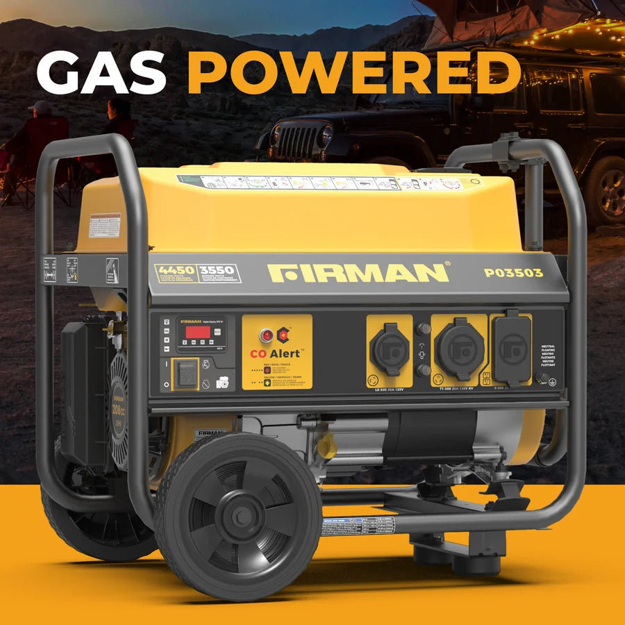 FIRMAN Gas Portable Generator with CO Alert Recoil Start, 4,450/3,550W 120V, view 11