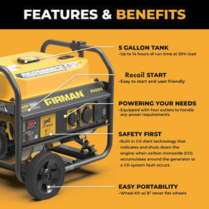 FIRMAN Gas Portable Generator with CO Alert Recoil Start, 4,450/3,550W 120V, view 10