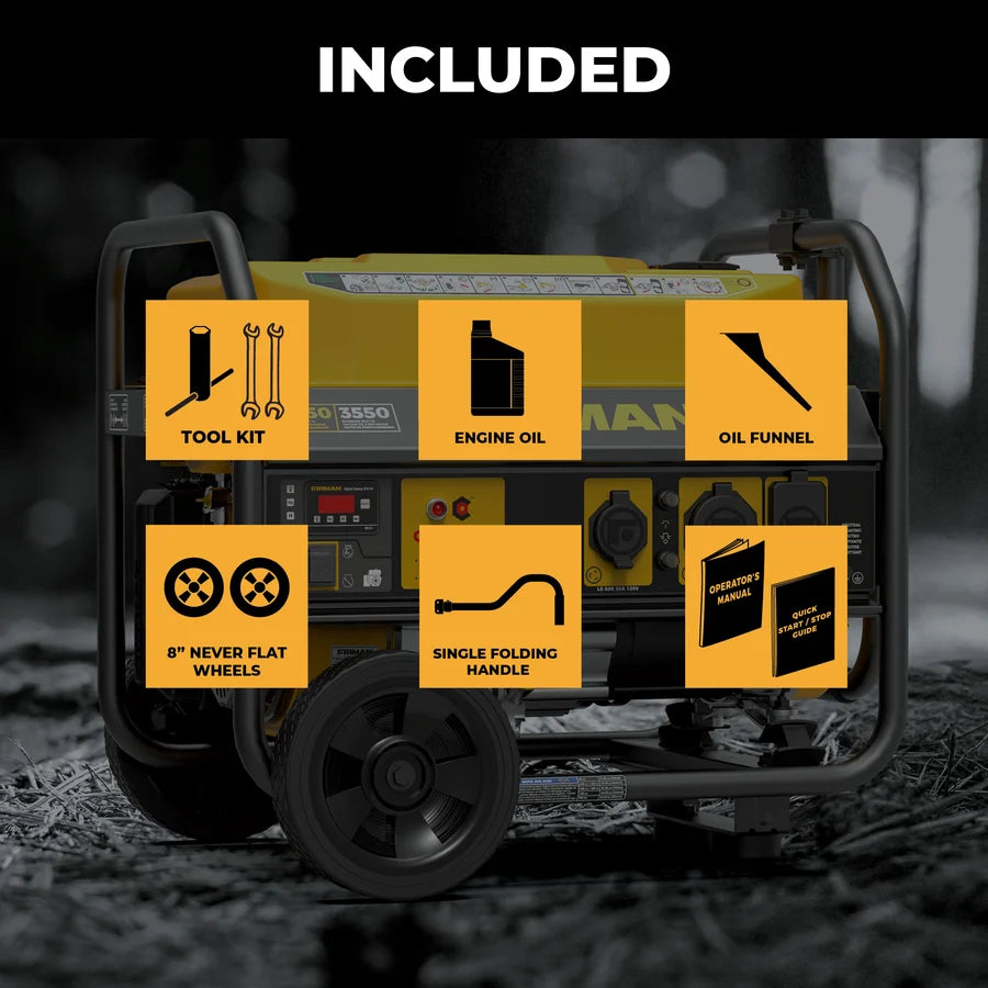 FIRMAN Gas Portable Generator with CO Alert Recoil Start, 4,450/3,550W 120V, view 9