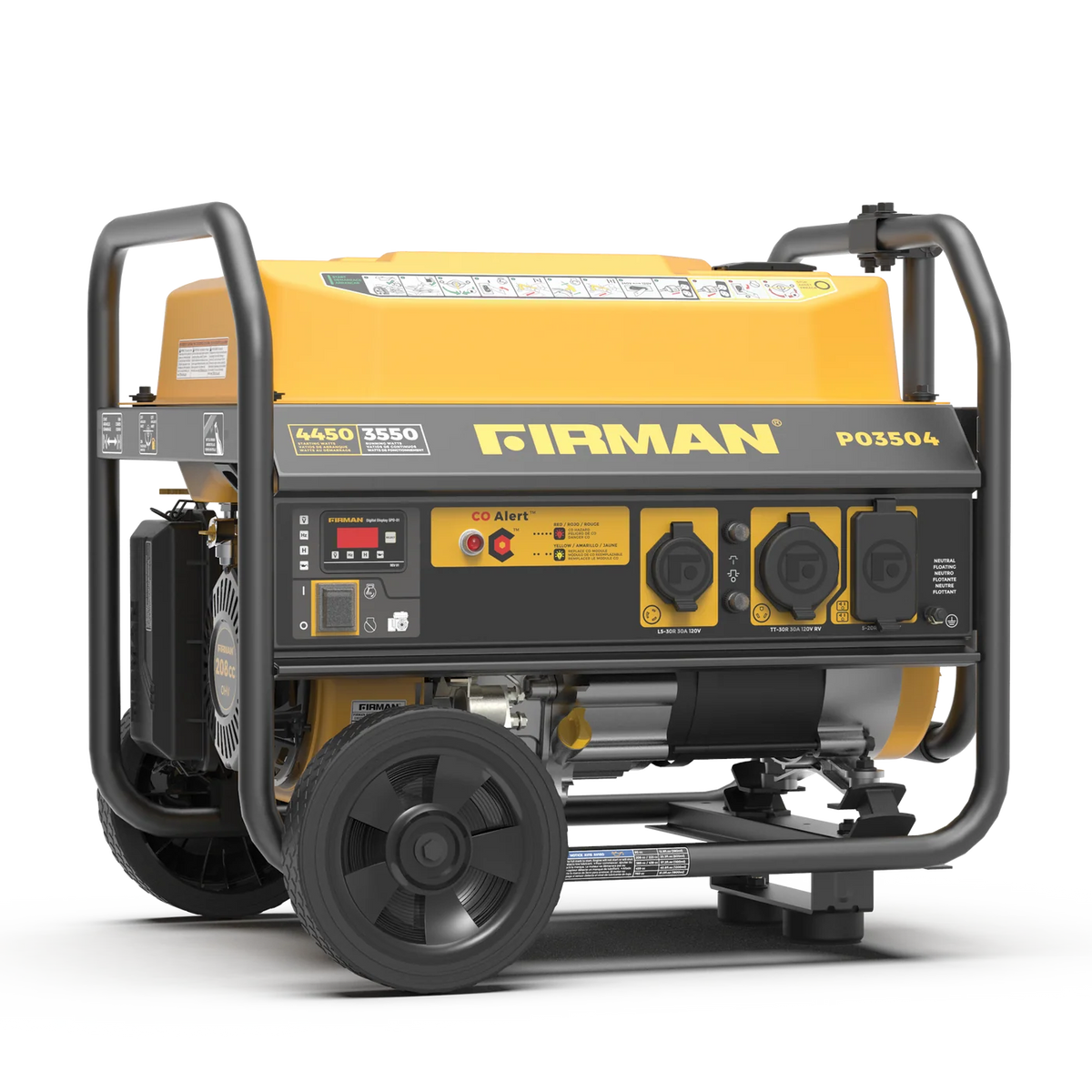 FIRMAN Gas Portable Generator with CO Alert Recoil Start, 4,450/3,550W 120V
