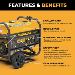 FIRMAN Gas Portable Generator with CO Alert Recoil Start, 4,450/3,550W 120V, view 2