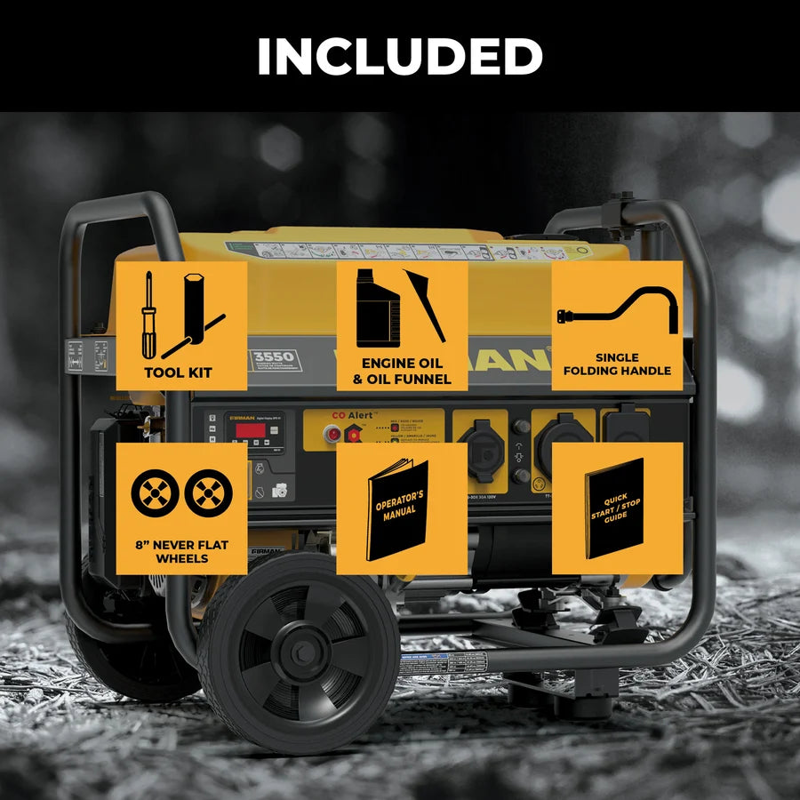 FIRMAN Gas Portable Generator with CO Alert Recoil Start, 4,450/3,550W 120V, view 7