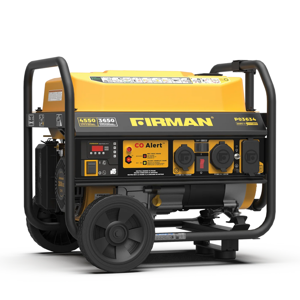 FIRMAN Gas Portable Generator with CO Alert, 4,450/3,650W 120/240V