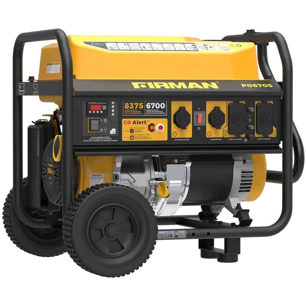 FIRMAN Gas Portable Generator with CO Alert Recoil Start, 8,375/6,700W 120/240V