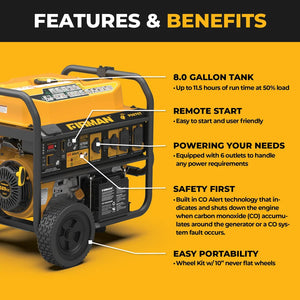 FIRMAN Gas Portable Generator with CO Alert Remote Start, 8,375/6,700W, view 8