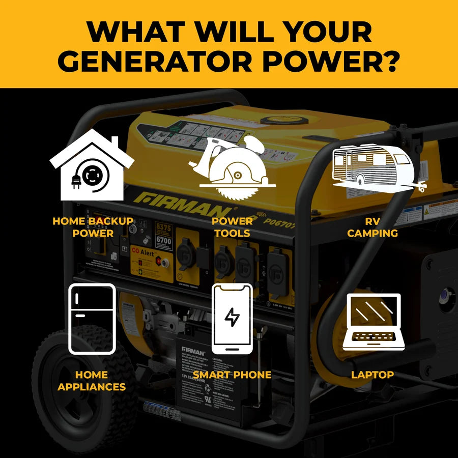 FIRMAN Gas Portable Generator with CO Alert Remote Start, 8,375/6,700W, view 5