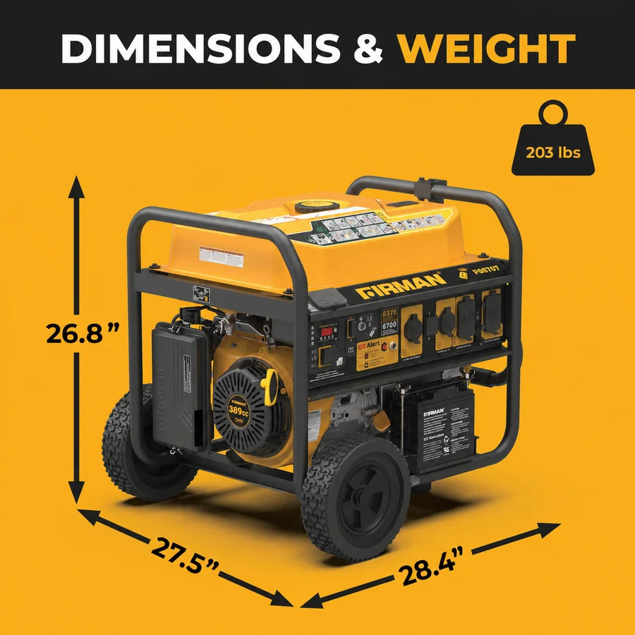 FIRMAN Gas Portable Generator with CO Alert Remote Start, 8,375/6,700W, view 9