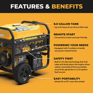 FIRMAN Gas Portable Generator with CO Alert Remote Start, 10,000/8,000W 120/240V, view 9