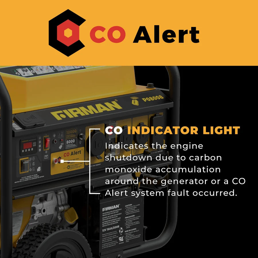 FIRMAN Gas Portable Generator with CO Alert Remote Start, 10,000/8,000W 120/240V, view 6