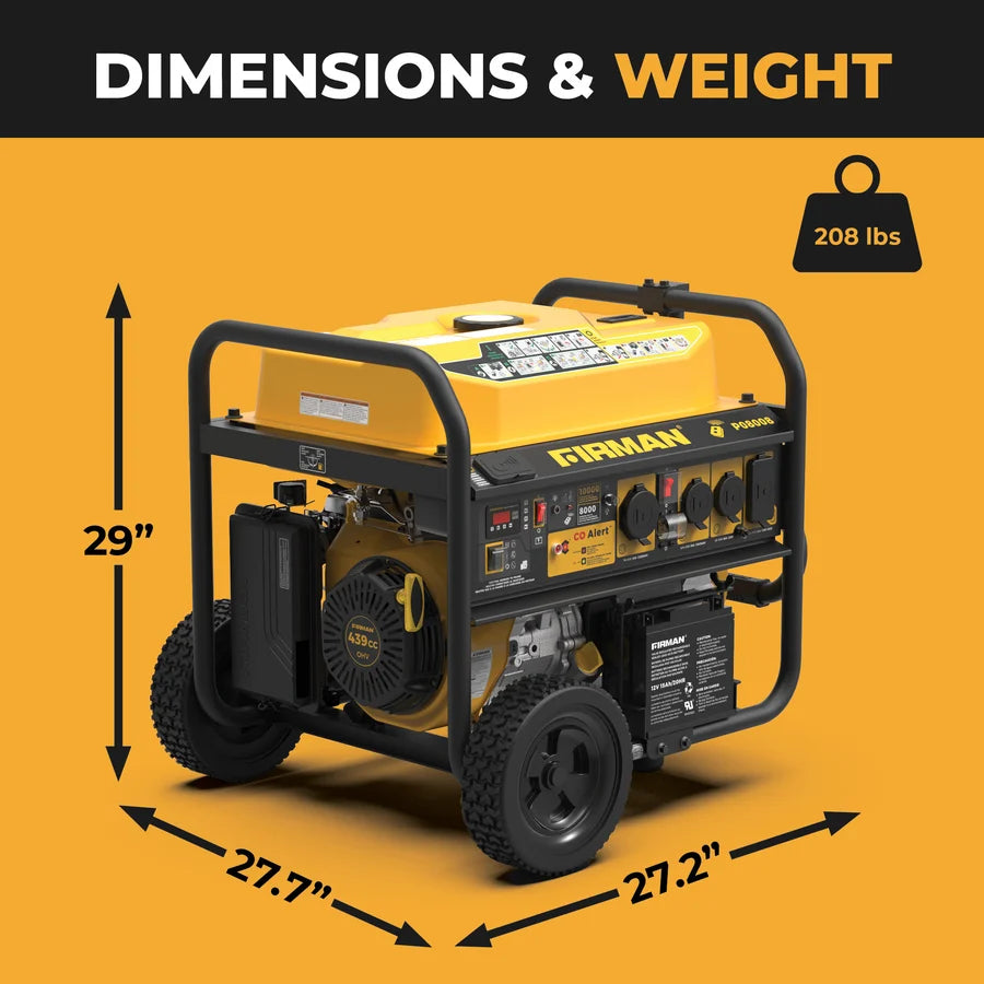 FIRMAN Gas Portable Generator with CO Alert Remote Start, 10,000/8,000W 120/240V, view 3