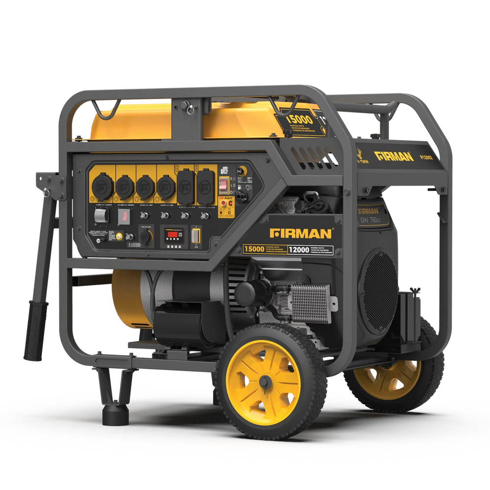 FIRMAN Gas Portable Generator with CO Alert Electric Start, 15,000/12,000W 120/240V