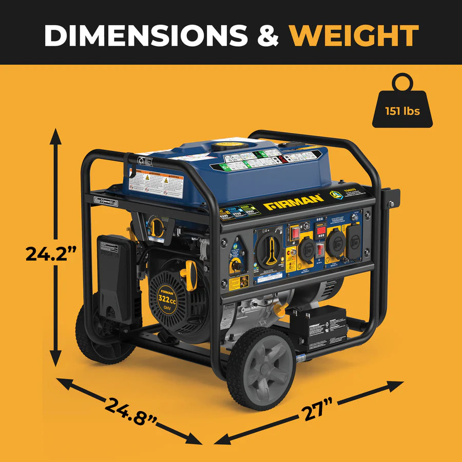 FIRMAN Tri-Fuel Portable Generator Electric Start with CO Alert, 7,850/6,300W, view 3