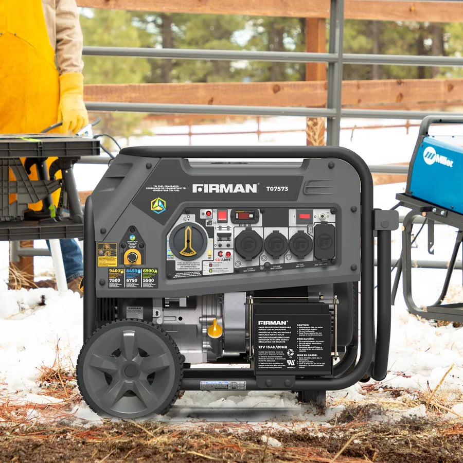 FIRMAN Tri-Fuel Portable Generator with CO Alert Electric Start, 9,400/7,500W, view 12