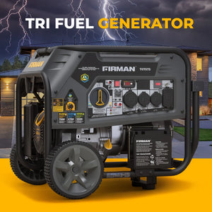 FIRMAN Tri-Fuel Portable Generator with CO Alert Electric Start, 9,400/7,500W, view 9
