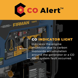FIRMAN Tri-Fuel Portable Generator with CO Alert, Electric & Recoil Start, 10,000/8,000W, view 7