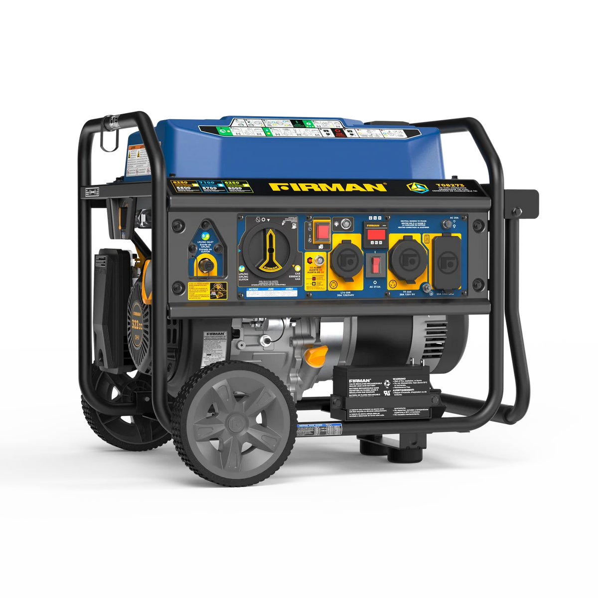 FIRMAN Tri-Fuel Portable Generator with CO Alert, 8,250/6,600W