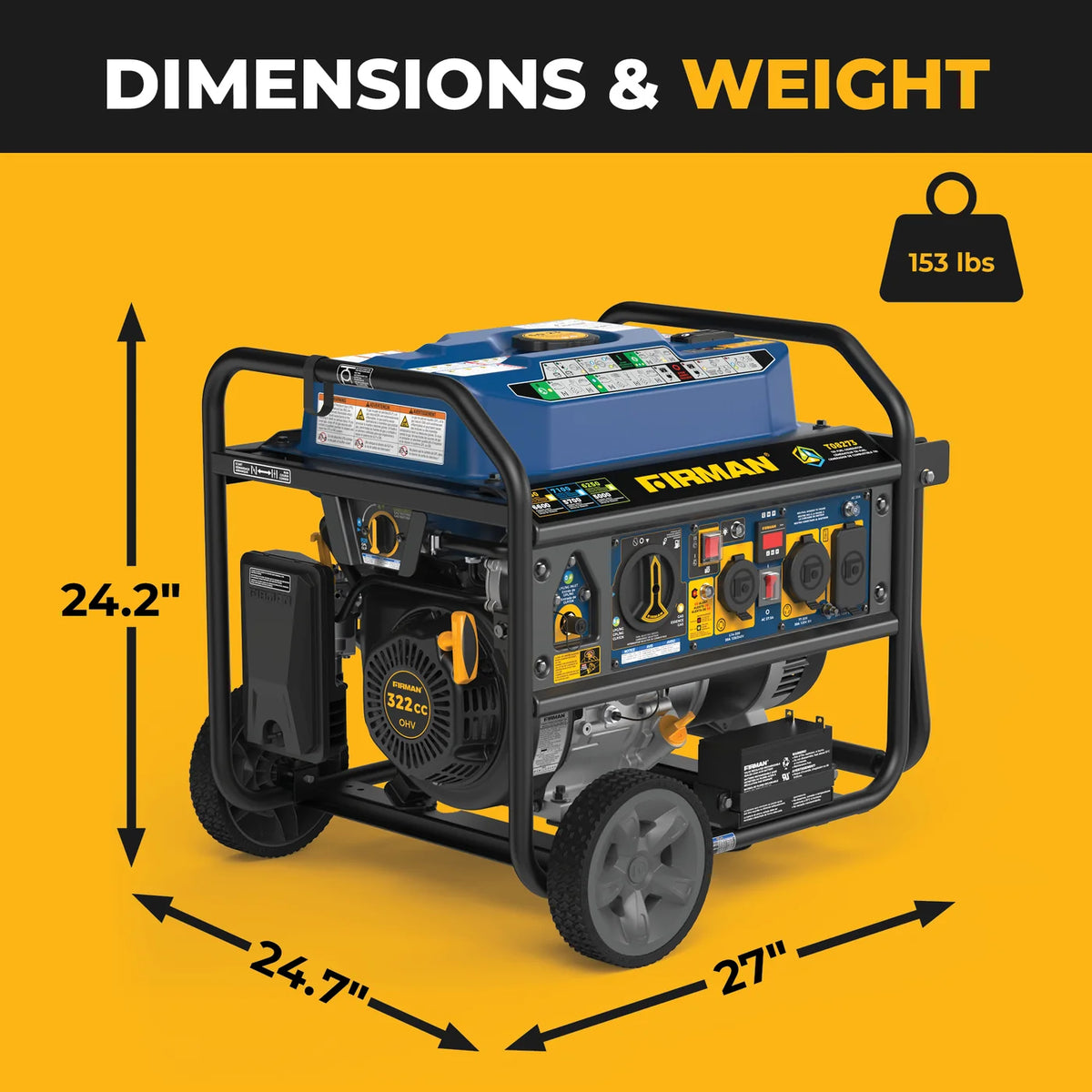 FIRMAN Tri-Fuel Portable Generator with CO Alert, 8,250/6,600W, view 10
