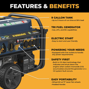 FIRMAN Tri-Fuel Portable Generator Electric Start, 11,600/9,300W, view 12