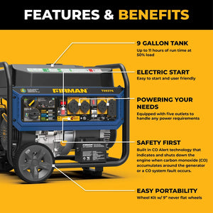 FIRMAN Tri-Fuel Portable Generator with CO Alert Electric Start, 11,600/9,300W, view 2