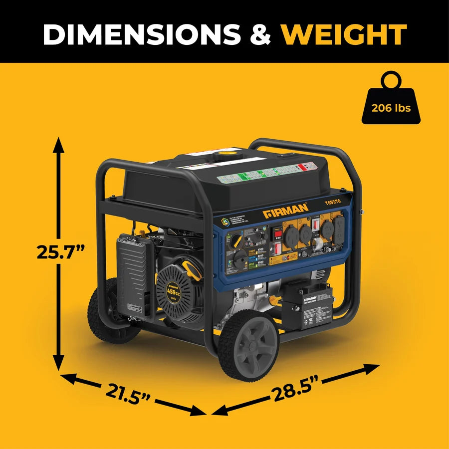FIRMAN Tri-Fuel Portable Generator with CO Alert Electric Start, 11,600/9,300W, view 5