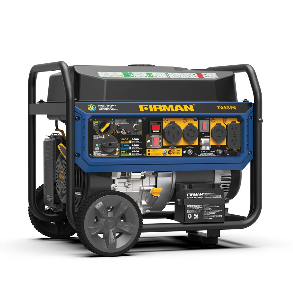 FIRMAN Tri-Fuel Portable Generator with CO Alert Electric Start, 11,600/9,300W