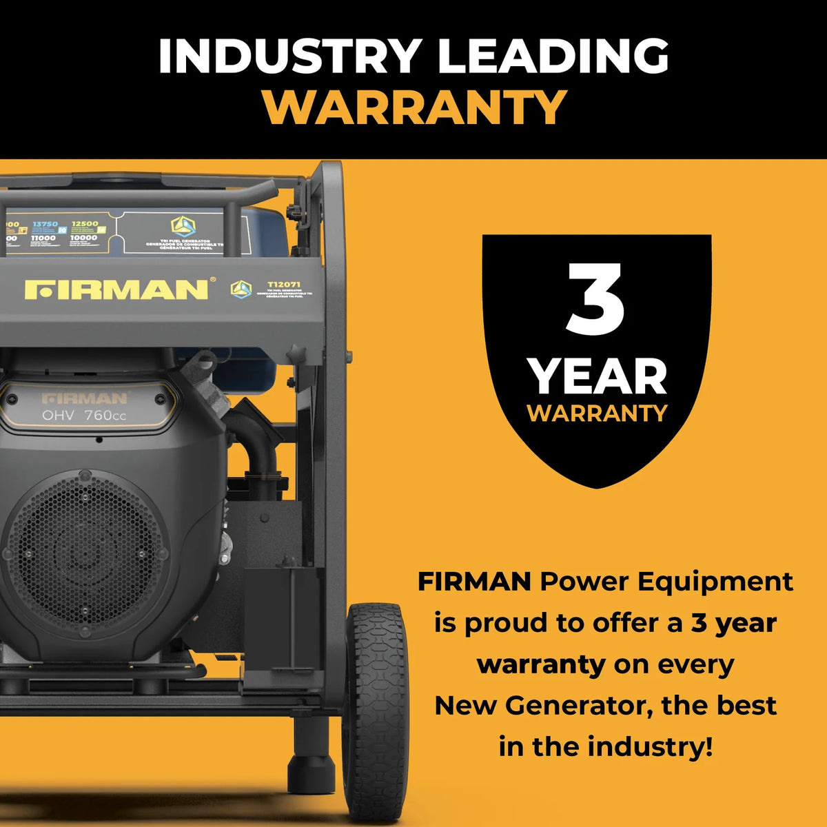 FIRMAN Tri-Fuel Generator Electric Start, 15,000/12,000W, view 4