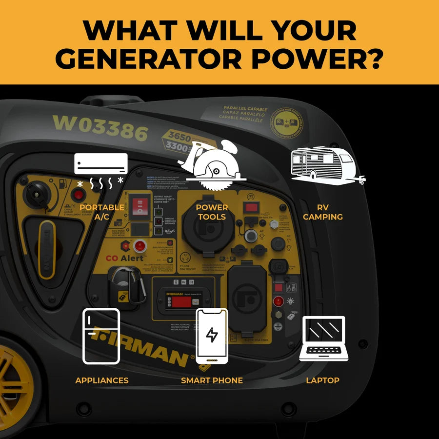 FIRMAN Inverter Portable Generator with CO Alert Remote Start, 4,125/3,300W, view 2