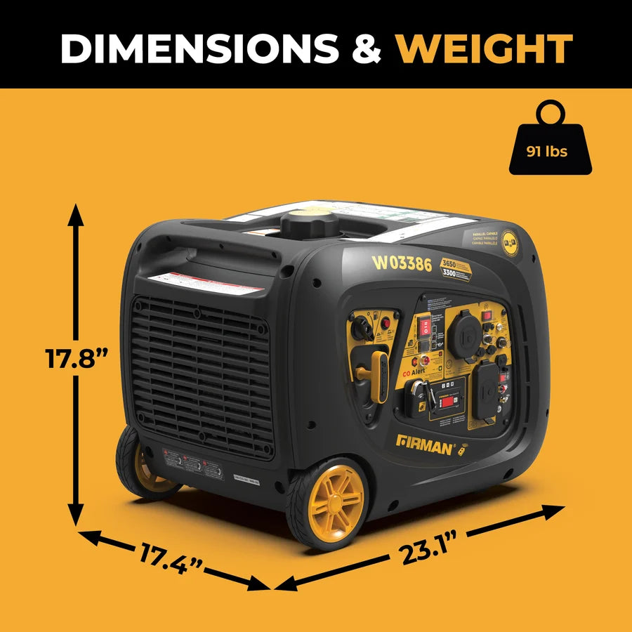 FIRMAN Inverter Portable Generator with CO Alert Remote Start, 4,125/3,300W, view 8
