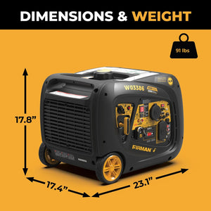FIRMAN Inverter Portable Generator with CO Alert Remote Start, 4,125/3,300W, view 8