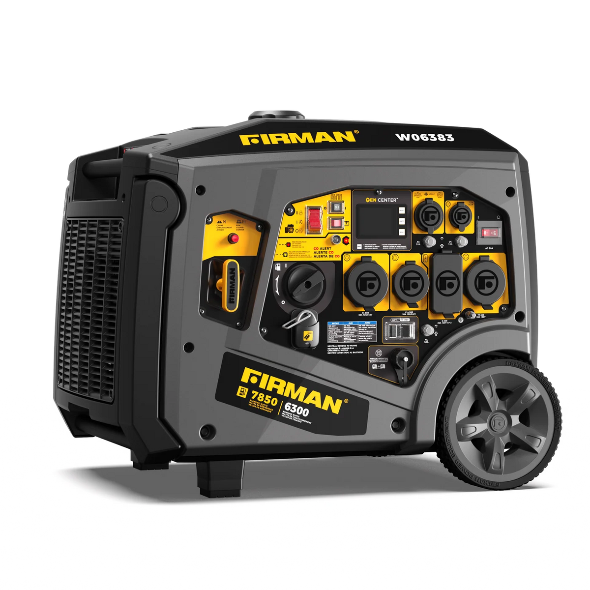 FIRMAN Gas Inverter Portable Generator with CO Alert, 7,850/6,300W 120/240V