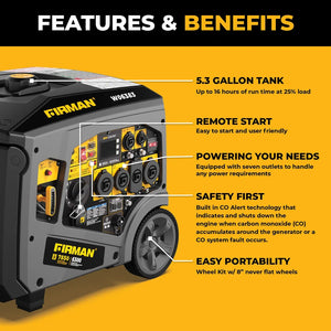 FIRMAN Gas Inverter Portable Generator with CO Alert, 7,850/6,300W 120/240V, view 9