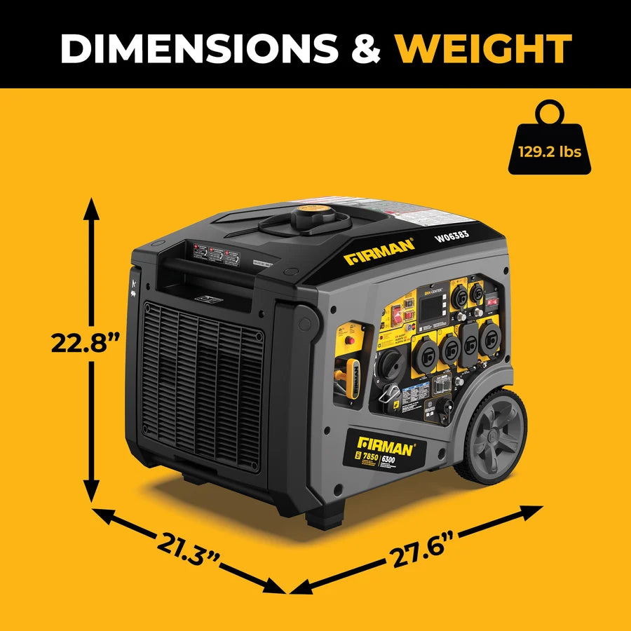 FIRMAN Gas Inverter Portable Generator with CO Alert, 7,850/6,300W 120/240V, view 3