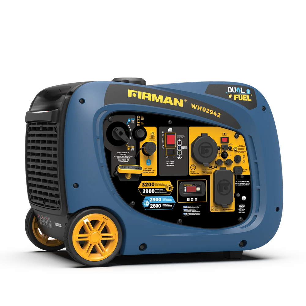 FIRMAN Dual Fuel Generator Electric Start, 3,200/2,900W